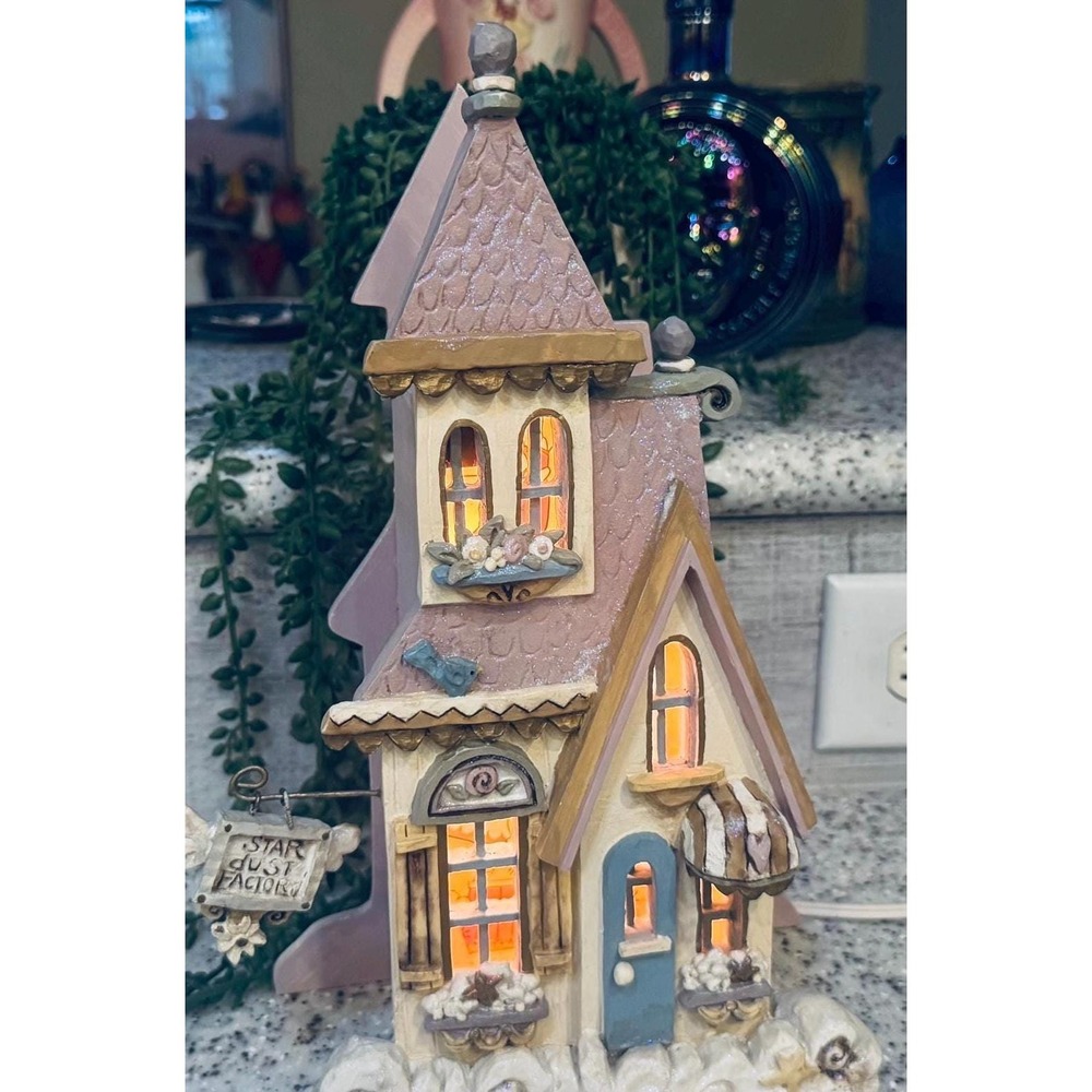 Kurt Adler RARE Star Dust Factory lighted house vintage 98 12.25x7x4" Christmas